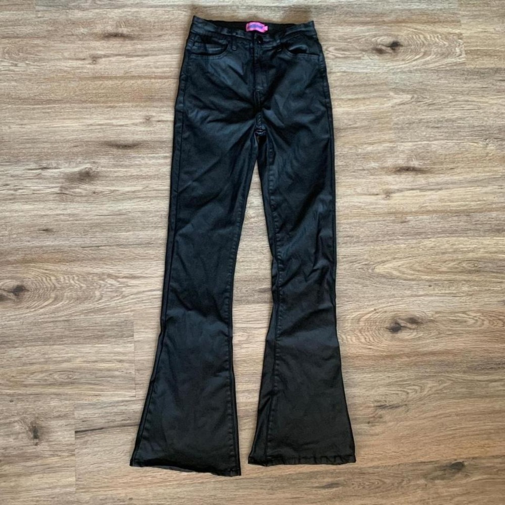 Edikted faux leather high waisted flare pants - size medium womens